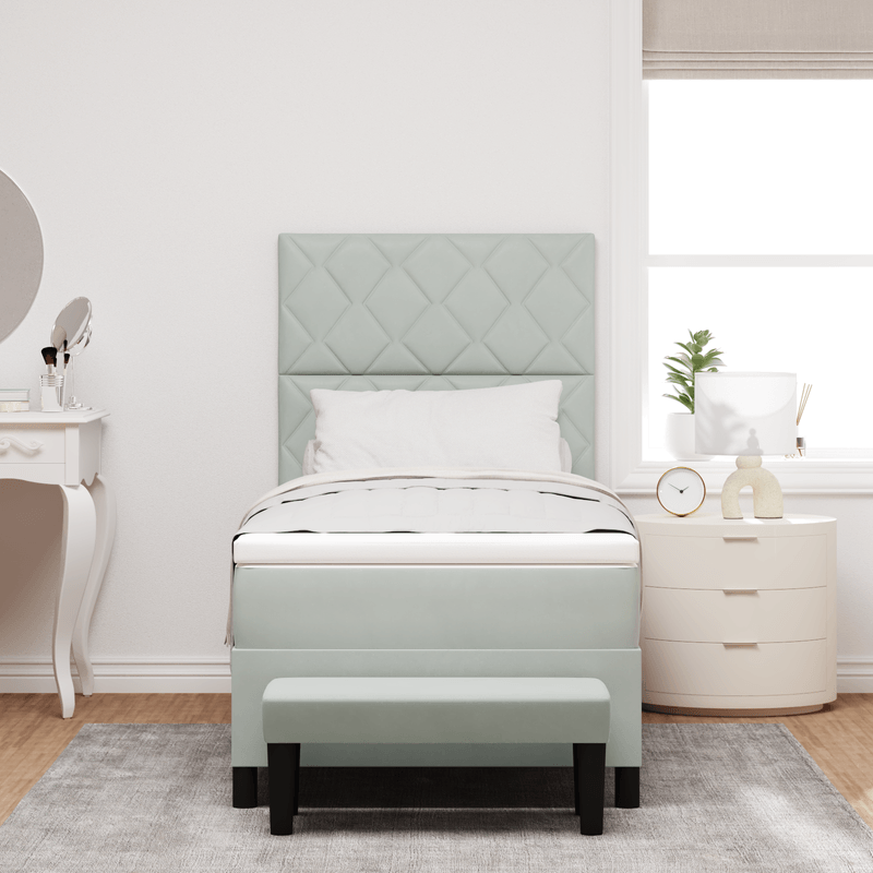 Casa si Gradina - Mobilier - Paturi si accesorii - Paturi - Pat Box Spring cu Saltea & Banca Gri Deschis 90x190 cm Catifea - Infinity.ro