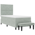 Casa si Gradina - Mobilier - Paturi si accesorii - Paturi - Pat Box Spring cu Saltea & Banca Gri Deschis 90x190 cm Catifea - Infinity.ro