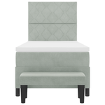 Casa si Gradina - Mobilier - Paturi si accesorii - Paturi - Pat Box Spring cu Saltea & Banca Gri Deschis 90x190 cm Catifea - Infinity.ro