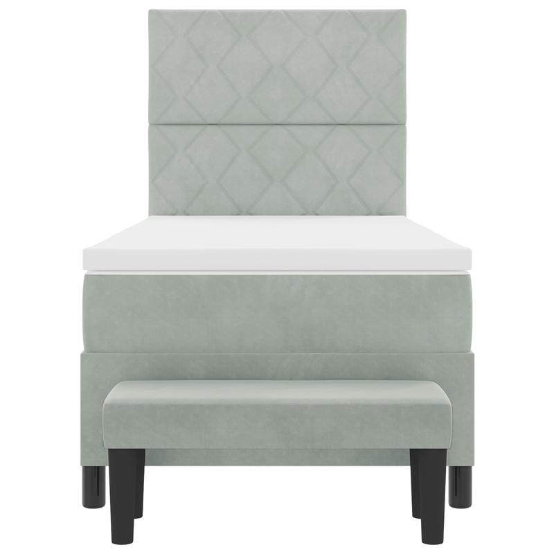 Casa si Gradina - Mobilier - Paturi si accesorii - Paturi - Pat Box Spring cu Saltea & Banca Gri Deschis 90x190 cm Catifea - Infinity.ro