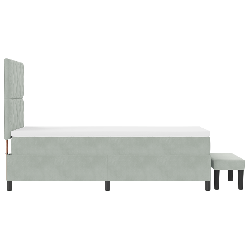 Casa si Gradina - Mobilier - Paturi si accesorii - Paturi - Pat Box Spring cu Saltea & Banca Gri Deschis 90x190 cm Catifea - Infinity.ro