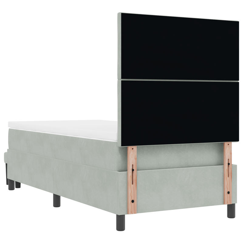 Casa si Gradina - Mobilier - Paturi si accesorii - Paturi - Pat Box Spring cu Saltea & Banca Gri Deschis 90x190 cm Catifea - Infinity.ro