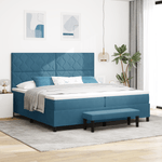 Casa si Gradina - Mobilier - Paturi si accesorii - Paturi - Pat cu Somiera cu Saltea & Banca Albastru Inchis 200x200 cm Catifea - Infinity.ro