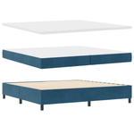 Casa si Gradina - Mobilier - Paturi si accesorii - Paturi - Pat cu Somiera cu Saltea & Banca Albastru Inchis 200x200 cm Catifea - Infinity.ro