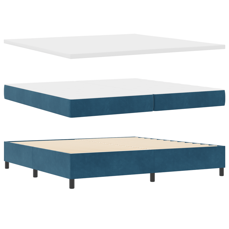 Casa si Gradina - Mobilier - Paturi si accesorii - Paturi - Pat cu Somiera cu Saltea & Banca Albastru Inchis 200x200 cm Catifea - Infinity.ro