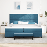 Casa si Gradina - Mobilier - Paturi si accesorii - Paturi - Pat cu Somiera cu Saltea & Banca Albastru Inchis 200x200 cm Catifea - Infinity.ro