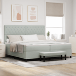 Casa si Gradina - Mobilier - Paturi si accesorii - Paturi - Pat cu arcuri cu saltea si banca gri deschis 200x200 cm din catifea - Infinity.ro