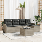 Casa si Gradina - Gradina si terasa - Mobilier exterior - Canapele si fotolii gradina - Set de Canapea pentru Gradina cu 6 Piese si Perne Gri Poliratan - Infinity.ro