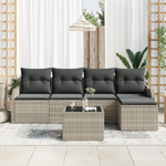 Casa si Gradina - Gradina si terasa - Mobilier exterior - Canapele si fotolii gradina - Set de Canapea pentru Gradina cu 6 Piese si Perne Gri Poliratan - Infinity.ro