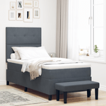 Casa si Gradina - Mobilier - Paturi si accesorii - Paturi - Pat cu Arcuri cu Saltea & Banca Gri Inchis 80x200 cm Catifea - Infinity.ro