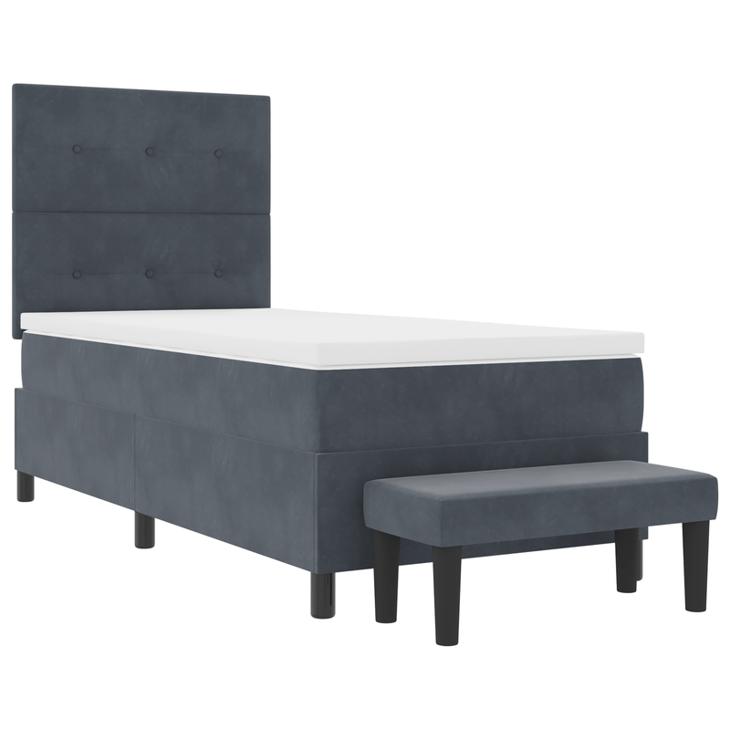Casa si Gradina - Mobilier - Paturi si accesorii - Paturi - Pat cu Arcuri cu Saltea & Banca Gri Inchis 80x200 cm Catifea - Infinity.ro
