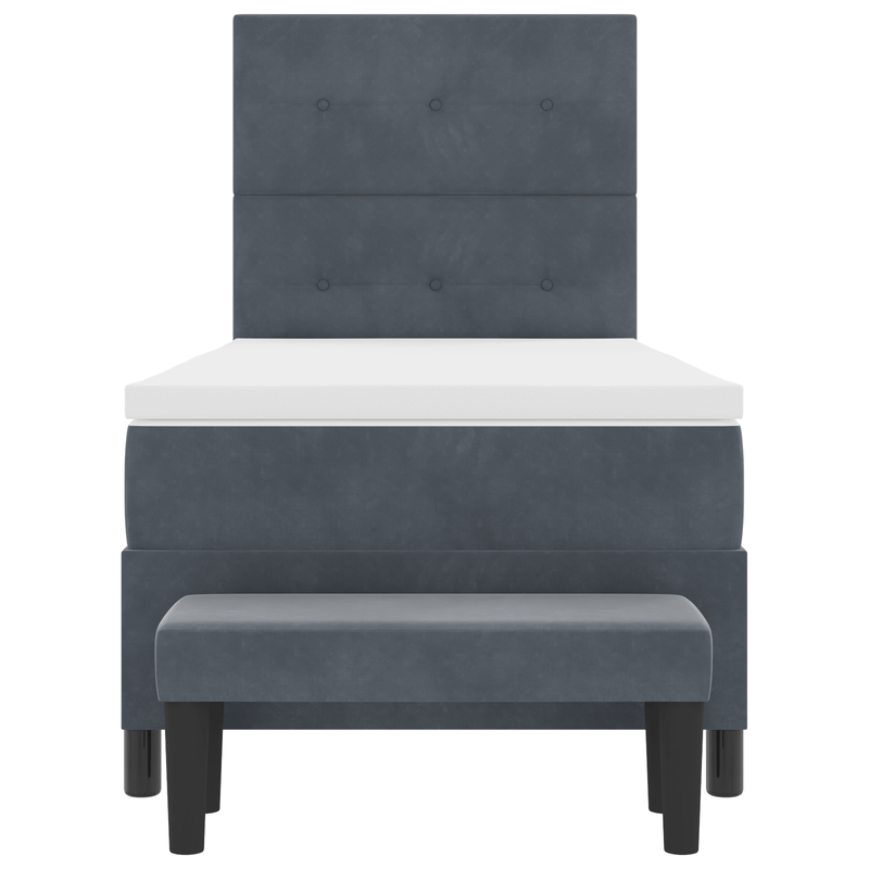 Casa si Gradina - Mobilier - Paturi si accesorii - Paturi - Pat cu Arcuri cu Saltea & Banca Gri Inchis 80x200 cm Catifea - Infinity.ro