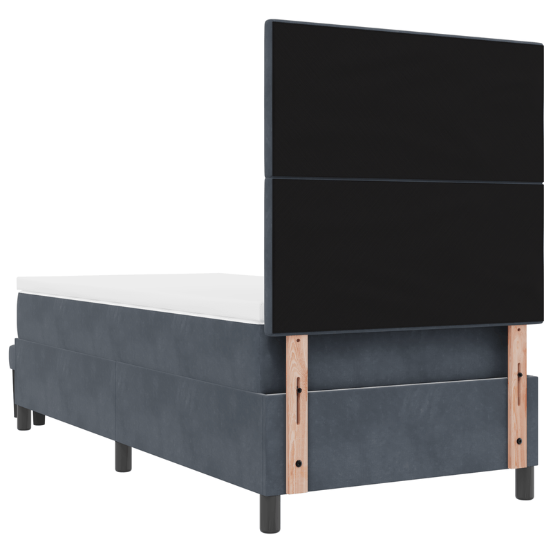 Casa si Gradina - Mobilier - Paturi si accesorii - Paturi - Pat cu Arcuri cu Saltea & Banca Gri Inchis 80x200 cm Catifea - Infinity.ro