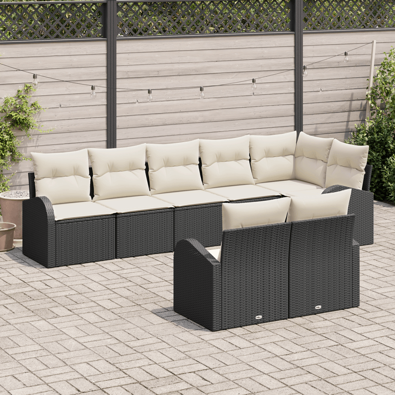 Casa si Gradina - Gradina si terasa - Mobilier exterior - Canapele si fotolii gradina - Set Canapea Gradina 8 Piese Negru Ratan Poly - Infinity.ro
