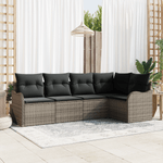 Casa si Gradina - Gradina si terasa - Mobilier exterior - Canapele si fotolii gradina - Set 5 Piese Canapea Gradina cu Pernite Gri Poliratan - Infinity.ro