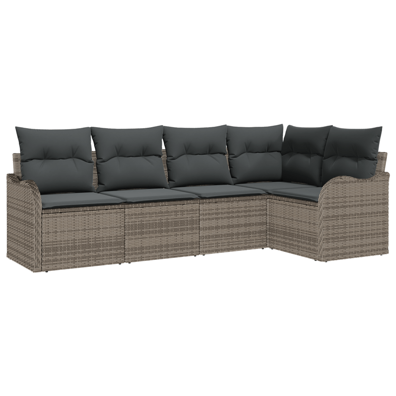 Casa si Gradina - Gradina si terasa - Mobilier exterior - Canapele si fotolii gradina - Set 5 Piese Canapea Gradina cu Pernite Gri Poliratan - Infinity.ro