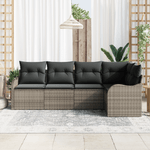 Casa si Gradina - Gradina si terasa - Mobilier exterior - Canapele si fotolii gradina - Set 5 Piese Canapea Gradina cu Pernite Gri Poliratan - Infinity.ro