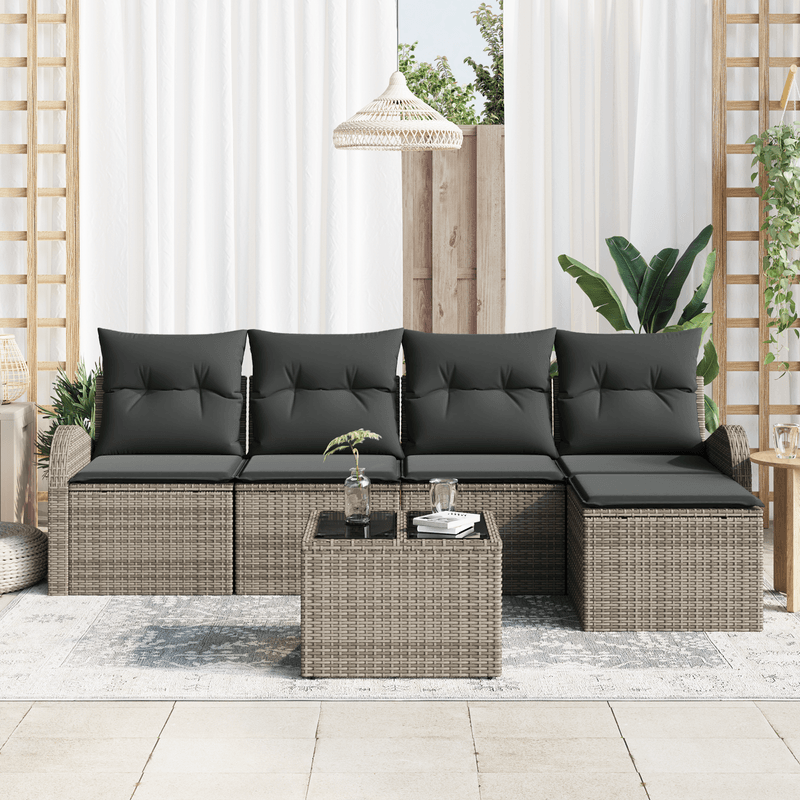 Casa si Gradina - Gradina si terasa - Mobilier exterior - Canapele si fotolii gradina - Set de Canapea de Gradina cu Pernite Negru Ratan Poli - Infinity.ro