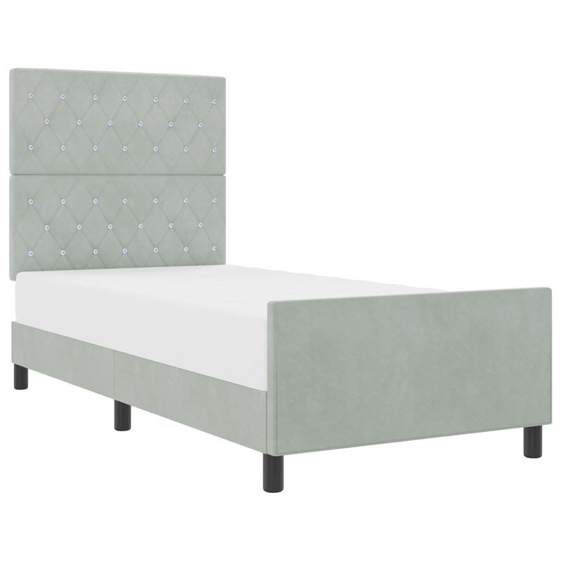 Casa si Gradina - Mobilier - Paturi si accesorii - Paturi - Cadru de pat, gri deschis, 90x190 cm, catifea - Infinity.ro