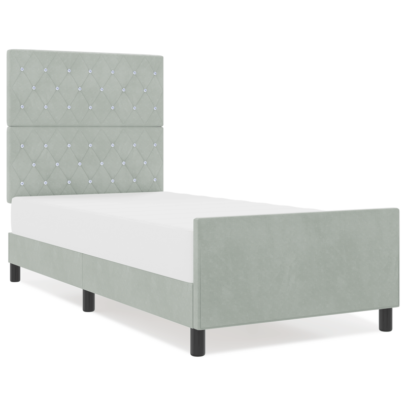 Casa si Gradina - Mobilier - Paturi si accesorii - Paturi - Cadru de pat, gri deschis, 90x190 cm, catifea - Infinity.ro