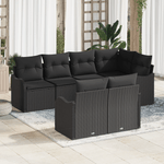 Casa si Gradina - Gradina si terasa - Mobilier exterior - Canapele si fotolii gradina - Set canapea de gradina  cu 7 piese si perne din poliratan negru - Infinity.ro