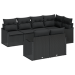 Casa si Gradina - Gradina si terasa - Mobilier exterior - Canapele si fotolii gradina - Set canapea de gradina  cu 7 piese si perne din poliratan negru - Infinity.ro