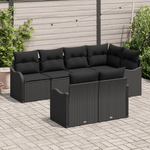 Casa si Gradina - Gradina si terasa - Mobilier exterior - Canapele si fotolii gradina - Set canapea de gradina  cu 7 piese si perne din poliratan negru - Infinity.ro