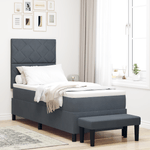 Casa si Gradina - Mobilier - Paturi si accesorii - Paturi - Pat cu arcuri cu saltea si banca gri inchis 80x200 cm catifea - Infinity.ro