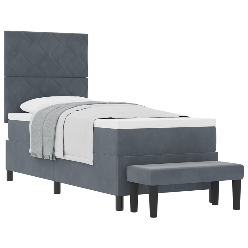 Casa si Gradina - Mobilier - Paturi si accesorii - Paturi - Pat cu arcuri cu saltea si banca gri inchis 80x200 cm catifea - Infinity.ro