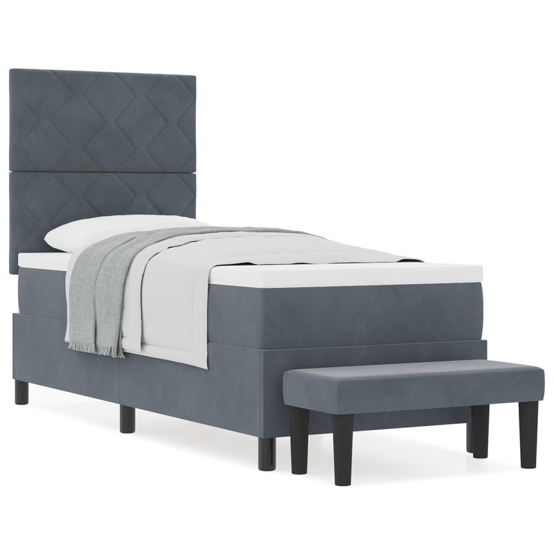 Casa si Gradina - Mobilier - Paturi si accesorii - Paturi - Pat cu arcuri cu saltea si banca gri inchis 80x200 cm catifea - Infinity.ro