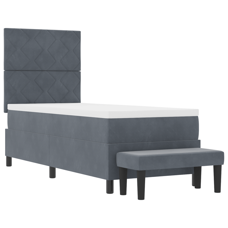 Casa si Gradina - Mobilier - Paturi si accesorii - Paturi - Pat cu arcuri cu saltea si banca gri inchis 80x200 cm catifea - Infinity.ro