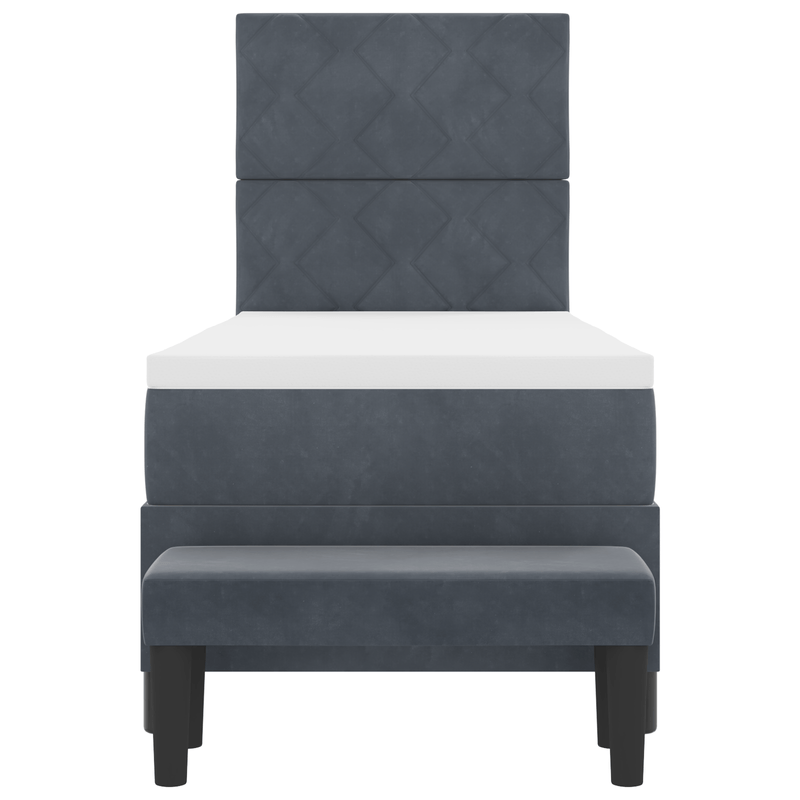 Casa si Gradina - Mobilier - Paturi si accesorii - Paturi - Pat cu arcuri cu saltea si banca gri inchis 80x200 cm catifea - Infinity.ro