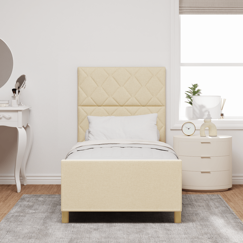 Casa si Gradina - Mobilier - Paturi si accesorii - Paturi - Cadru de pat, crem, 90x190 cm, textil - Infinity.ro