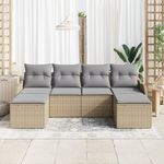 Casa si Gradina - Gradina si terasa - Mobilier exterior - Canapele si fotolii gradina - Set de canapea de gradina  cu 6 piese si perne bej din ratan polimeric - Infinity.ro