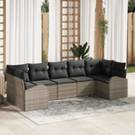 Casa si Gradina - Gradina si terasa - Mobilier exterior - Canapele si fotolii gradina - Set canapea de gradina 7 piese cu perne gri din ratan sintetic - Infinity.ro