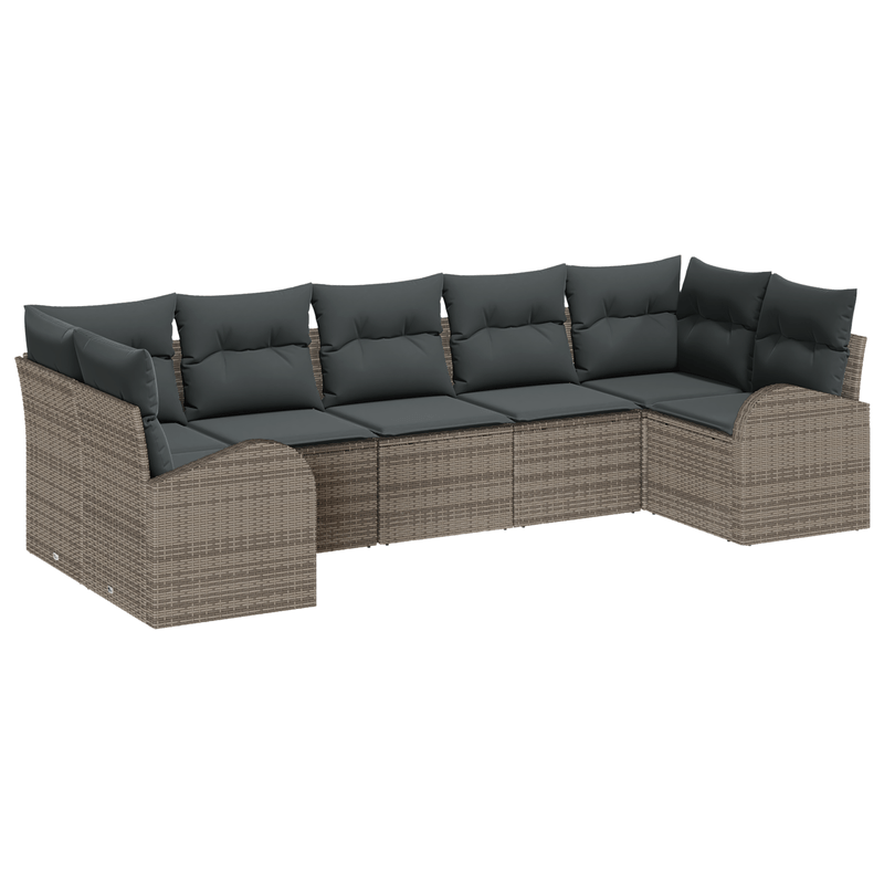 Casa si Gradina - Gradina si terasa - Mobilier exterior - Canapele si fotolii gradina - Set canapea de gradina 7 piese cu perne gri din ratan sintetic - Infinity.ro