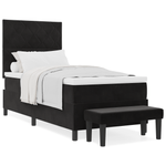 Casa si Gradina - Mobilier - Paturi si accesorii - Paturi - Pat cu Arcuri si Saltea & Banca Negru 90x190 cm Catifea - Infinity.ro