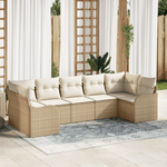 Casa si Gradina - Gradina si terasa - Mobilier exterior - Canapele si fotolii gradina - Set de canapea de gradina  cu 7 piese si perne din ratan poliesteric bej - Infinity.ro