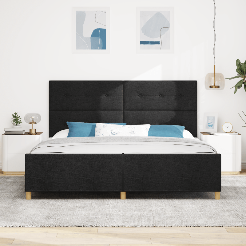 Casa si Gradina - Mobilier - Paturi si accesorii - Paturi - Cadru de pat, negru, 200x200 cm, textil - Infinity.ro
