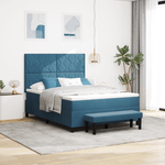 Casa si Gradina - Mobilier - Paturi si accesorii - Paturi - Pat cu Arcuri cu Saltea si Banca Albastru Intunecat 160x200 cm Catifea - Infinity.ro