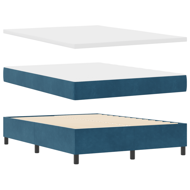 Casa si Gradina - Mobilier - Paturi si accesorii - Paturi - Pat cu Arcuri cu Saltea si Banca Albastru Intunecat 160x200 cm Catifea - Infinity.ro