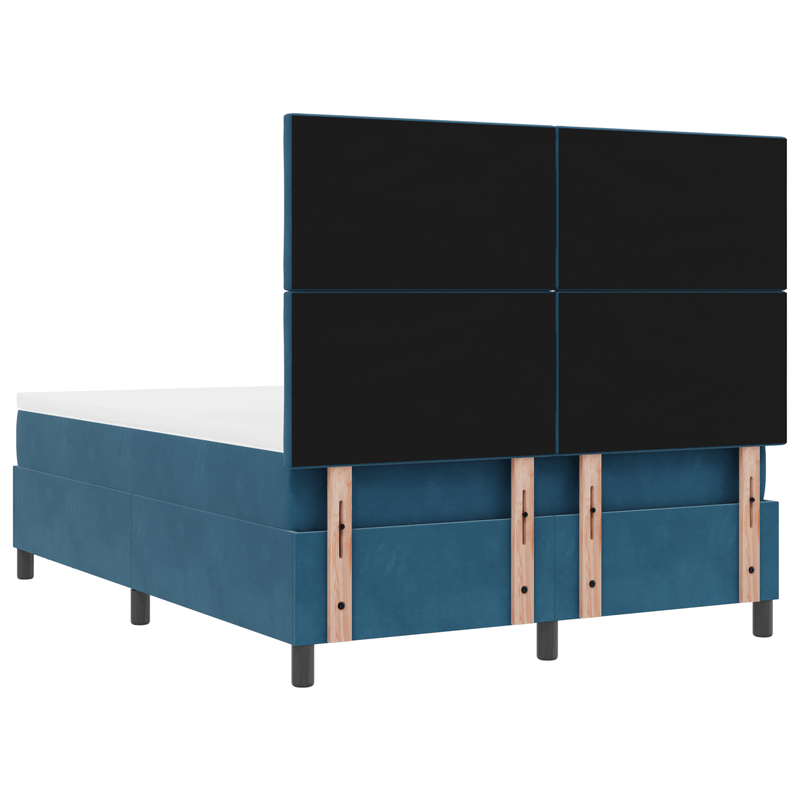 Casa si Gradina - Mobilier - Paturi si accesorii - Paturi - Pat cu Arcuri cu Saltea si Banca Albastru Intunecat 160x200 cm Catifea - Infinity.ro