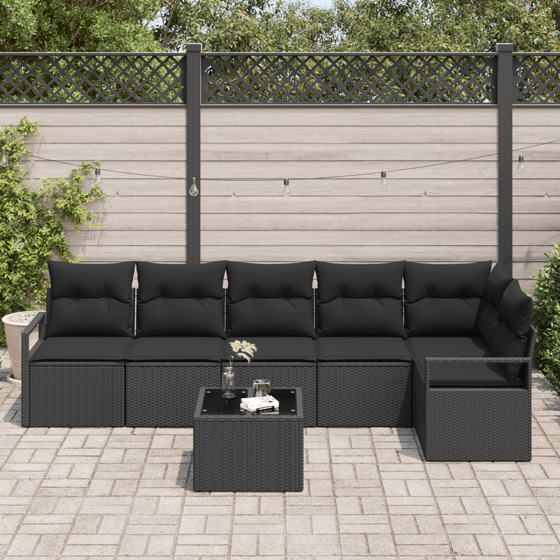 Casa si Gradina - Gradina si terasa - Mobilier exterior - Canapele si fotolii gradina - Set de canapea de gradina  7 piese cu perne bej din ratan poli - Infinity.ro