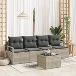 Casa si Gradina - Gradina si terasa - Mobilier exterior - Canapele si fotolii gradina - Set canapea gradina  5 piese cu perne gri deschis ratan poli - Infinity.ro