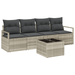Casa si Gradina - Gradina si terasa - Mobilier exterior - Canapele si fotolii gradina - Set canapea gradina  5 piese cu perne gri deschis ratan poli - Infinity.ro