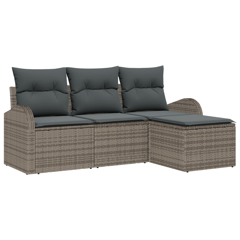 Casa si Gradina - Gradina si terasa - Mobilier exterior - Canapele si fotolii gradina - Set de canapele de gradina de 4 piese cu perne Gri Poli Ratan - Infinity.ro
