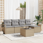 Casa si Gradina - Gradina si terasa - Mobilier exterior - Canapele si fotolii gradina - Set de Canapea Gradina cu 6 Piese si Pernite Ratan Polimeric Negru - Infinity.ro