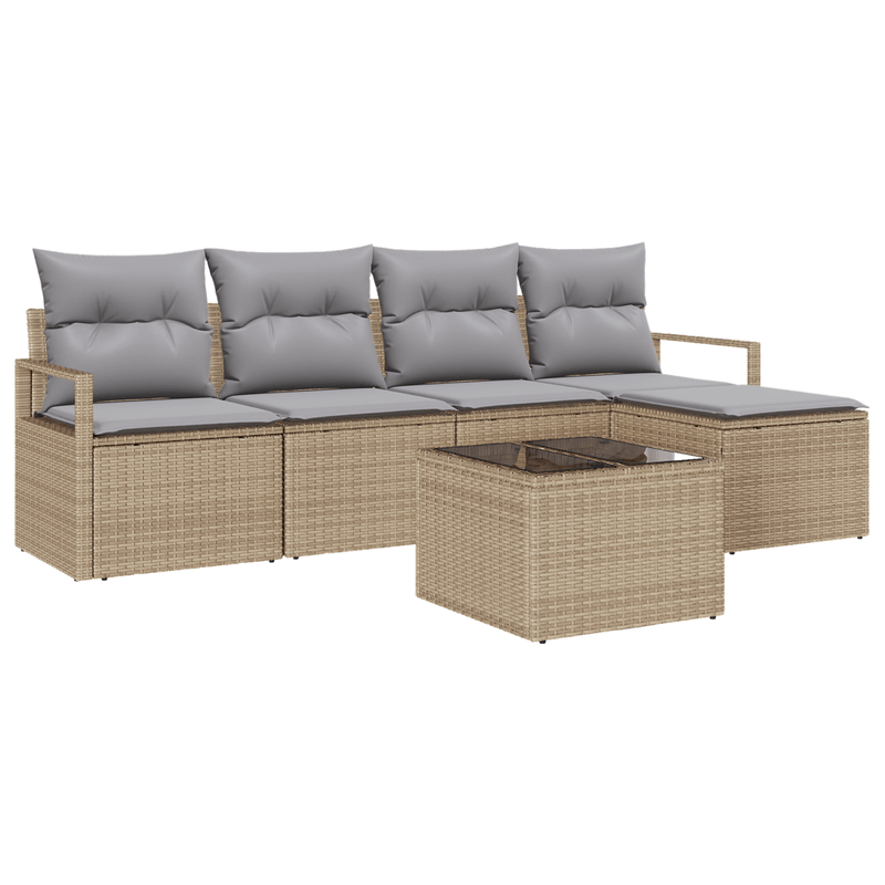 Casa si Gradina - Gradina si terasa - Mobilier exterior - Canapele si fotolii gradina - Set de Canapea Gradina cu 6 Piese si Pernite Ratan Polimeric Negru - Infinity.ro