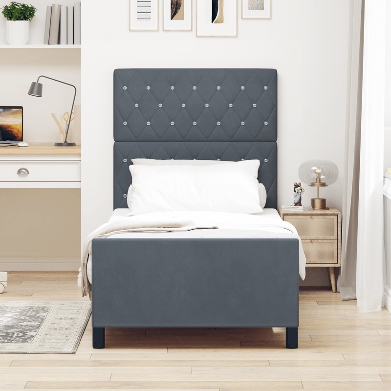 Casa si Gradina - Mobilier - Paturi si accesorii - Paturi - Cadru de pat, gri inchis, 90x190 cm, catifea - Infinity.ro