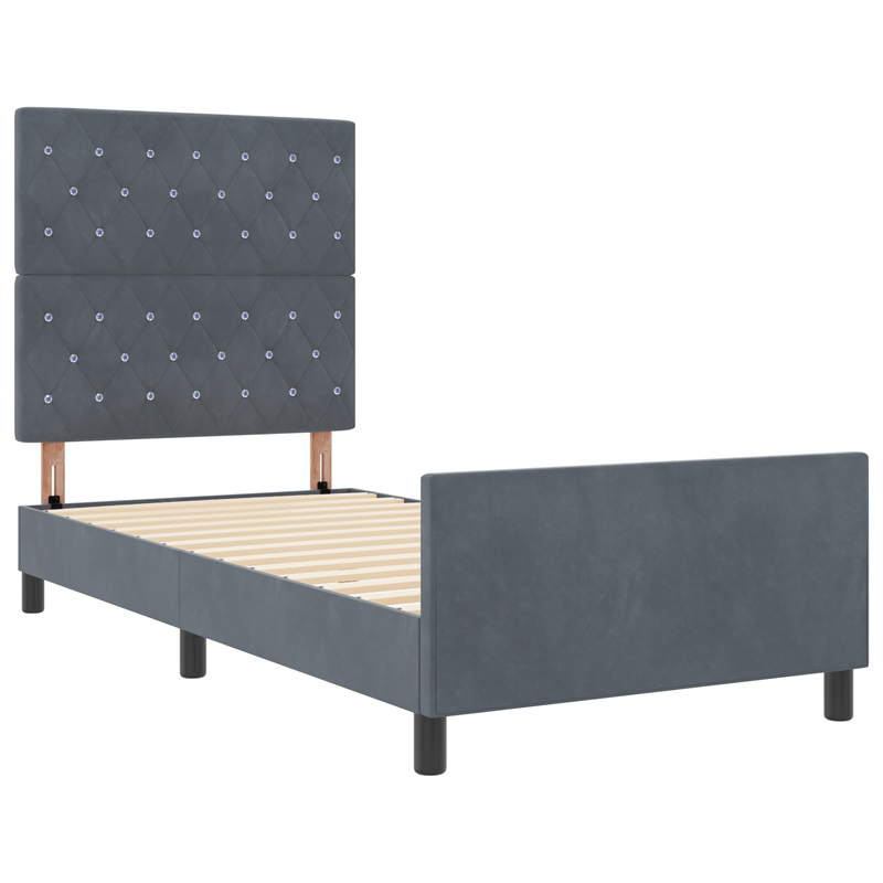 Casa si Gradina - Mobilier - Paturi si accesorii - Paturi - Cadru de pat, gri inchis, 90x190 cm, catifea - Infinity.ro